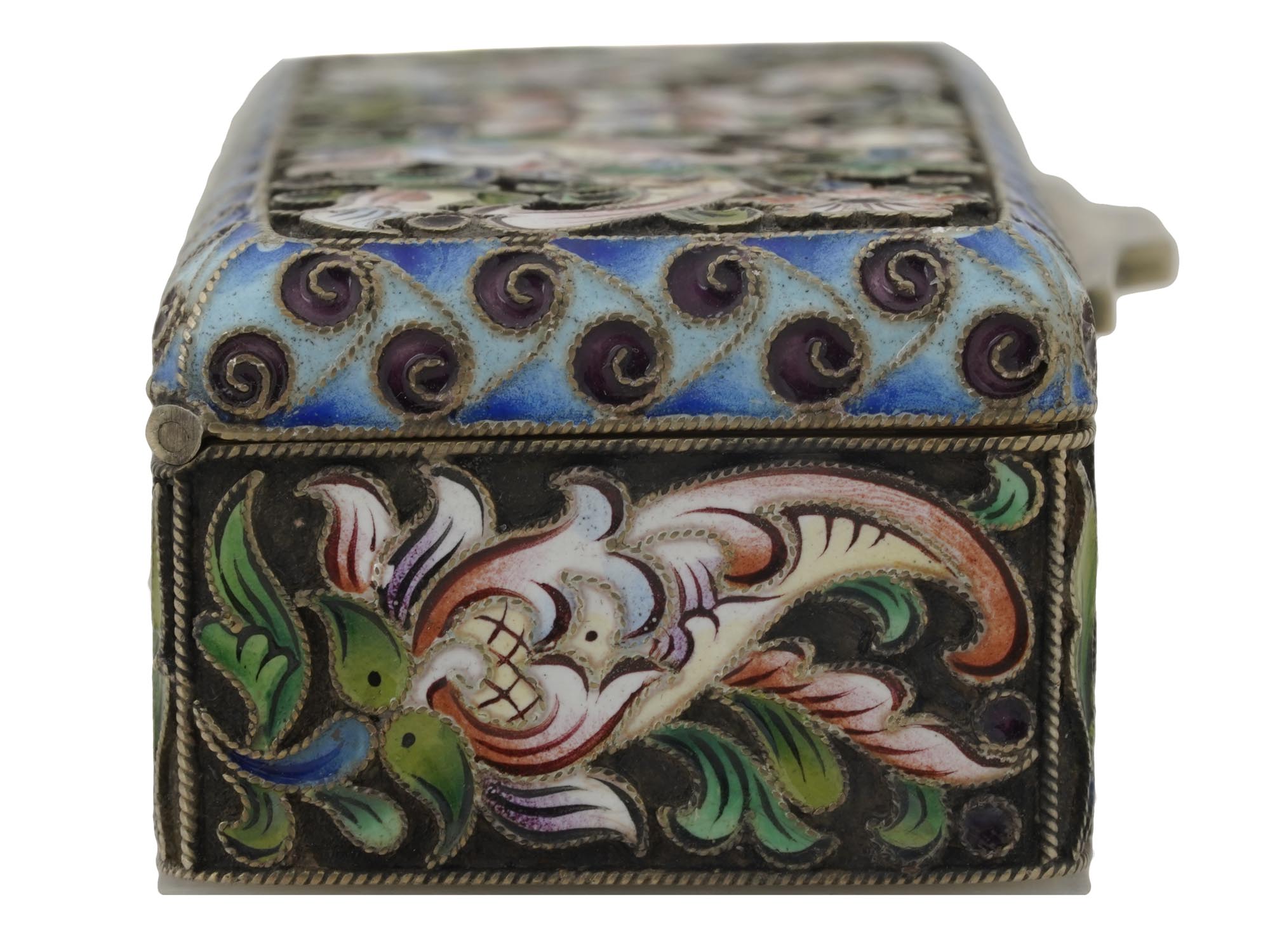 RUSSIAN SILVER AND ENAMEL CASKET PILL BOX PIC-5